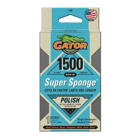 GATOR FINISHING SilicaCut Sandpaper Polish Super Sponge, 1500 Mirror Fine Grit 7466